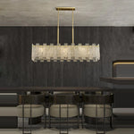 Art Deco Golden Copper Glass Chandelier LED Lighting Fixture