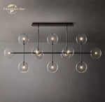 Farmhouse Clear Glass Linear Chandelier - Rustic Chic Pendant Lighting for Dining Room