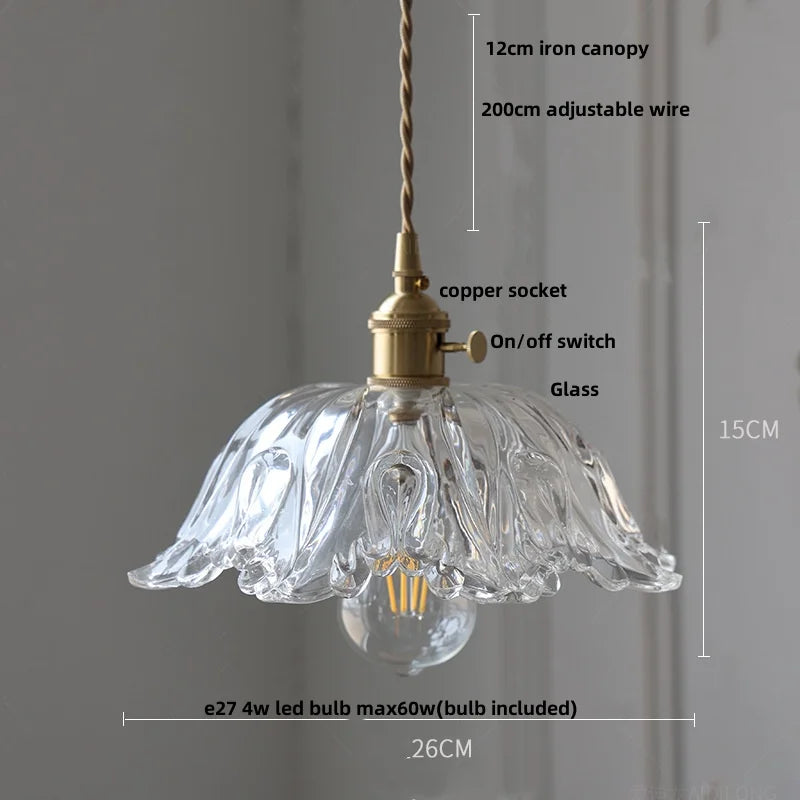 Walnut Wood LED Pendant Light Fixture with Adjustable Green Glass Shade