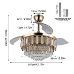 Crystal Pendant LED Ceiling Fan for Smart Home Decor