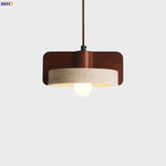 Wood LED Pendant Light Mid Century Modern Yellow Travertine Decor
