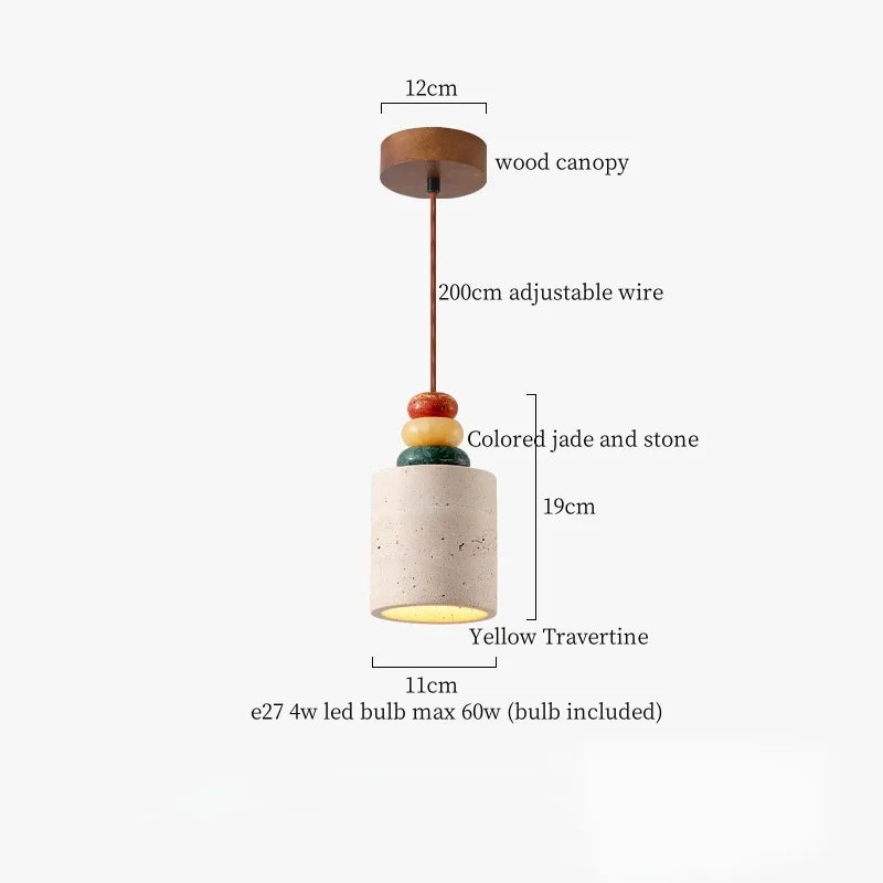 Nordic Modern LED Hanging Lamp Yellow Travertine Afralia™ Loft Living Dining Pendant Light