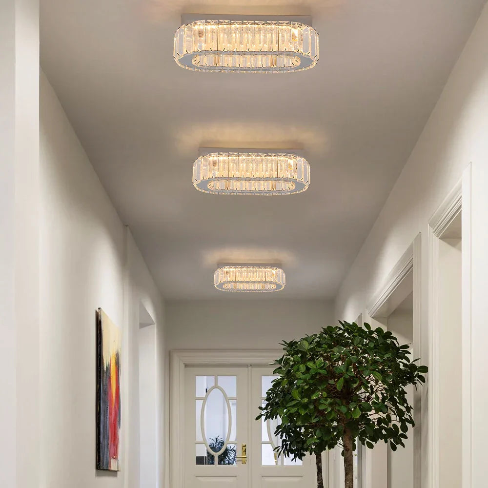 Oval Crystal LED Wall Chandelier Ceiling Lamp - Modern Home Decor