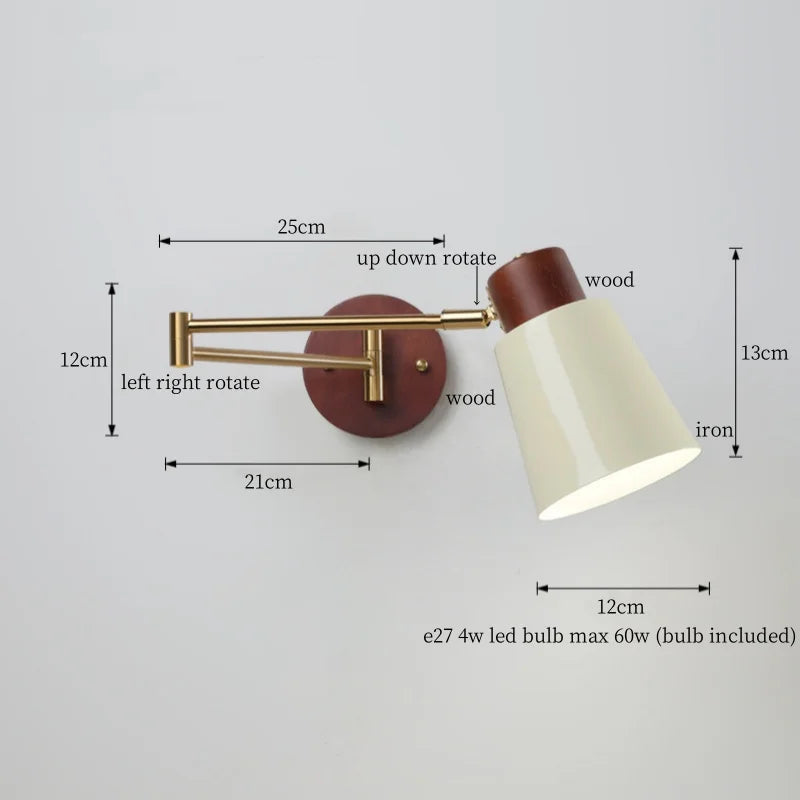 White Pumpkin LED Wall Light Fixture Swing Arm Nordic Modern Wandlamp