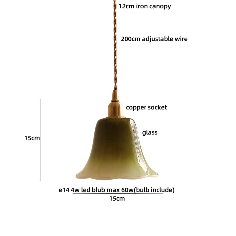 Afralia™ Pink Flower Glass LED Pendant Light Fixture, Modern Nordic Decor
