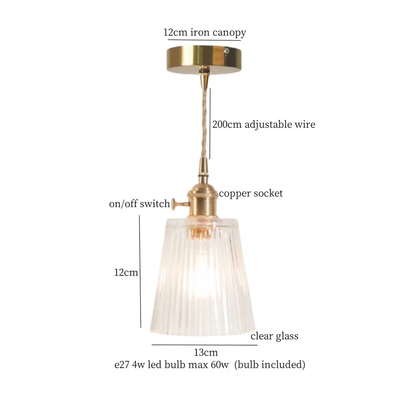 Afralia™ Green Brass Glass LED Pendant Light for Kitchen Cafe Bar Loft Decoration