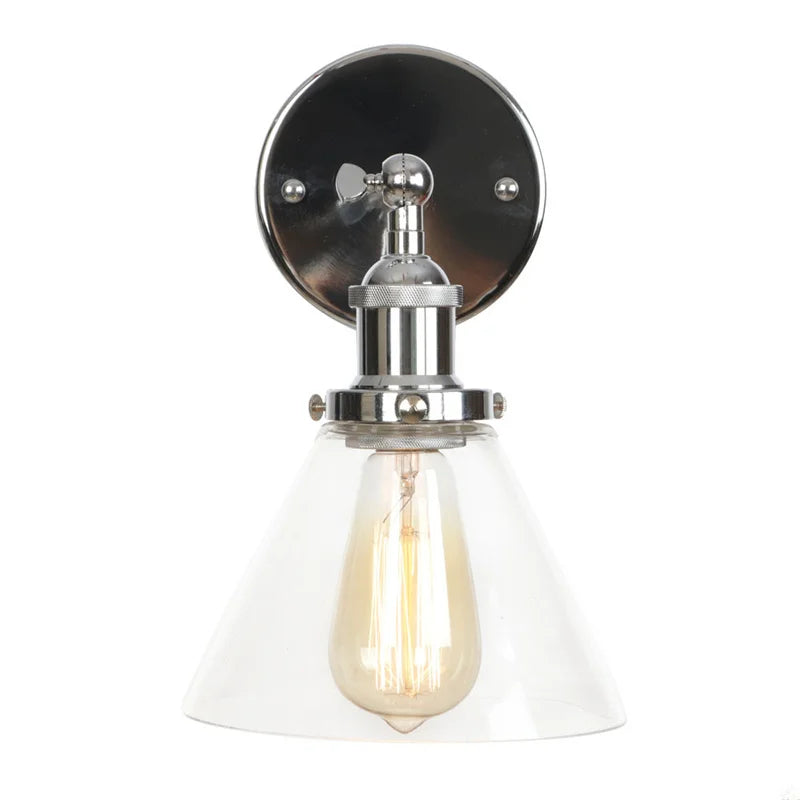Vintage Industrial LED Wall Sconce Clear Glass Bathroom Lamp