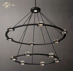 Éclatant Two-Tier Round Crystal Chandelier for Living & Dining Room