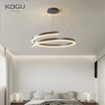 Black/White Spiral Chandelier for Living Dining Kitchen. Trendy Round Indoor Lighting Fixture.