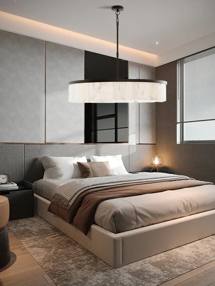 Luxury Marble Ceiling Pendant Light: Elegant LED Dimmable Fixture for Living Room