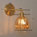 Afralia™ Amber Glass Vintage Style LED Wall Light with Pull Chain Switch