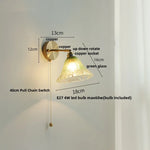 Blue Glass Wall Sconce Pull Chain Switch Rotate Stair Light