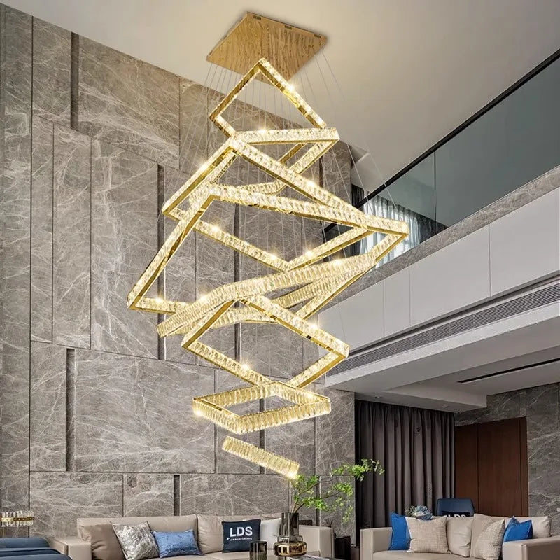 Crystal Chandelier: Elegant Living Room & Stair Pendant Light