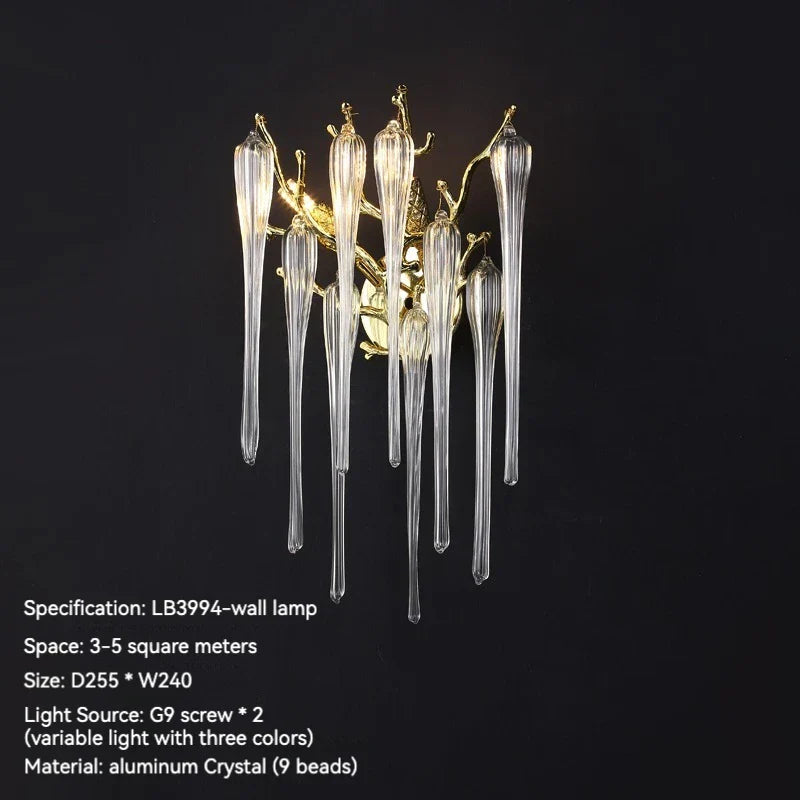 Luxury Gold Wall Sconce Crystal Decor LED Wall Light