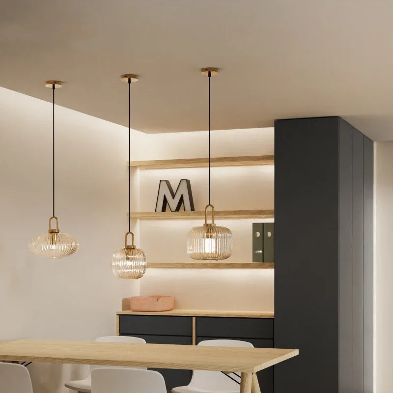 Glass Pendant Lights LED E27 Retro Luxury Hanging Fixtures for Dining Room