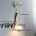 Nordic LED Wall Lamp Pull Chain Copper Glass Stair Light Sconce
