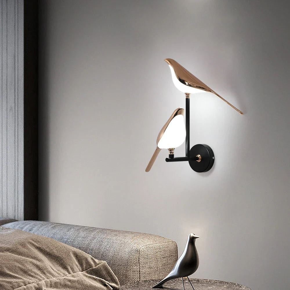Bird Wall Light Night Modern Fixture Iron Lamp Living Room LED