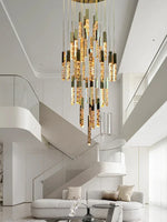 Crystal Circular Staircase Chandelier for Villa Duplex Foyer Decoration