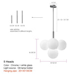 Glass Ball Pendant Chandelier for Kitchen Living Room Bedroom