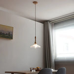 Glass LED Pendant Lamp with Wood Handle - Modern Nordic Hanging Light