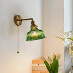 Nordic LED Wall Lights Pull Chain Switch Copper Glass Home Decor