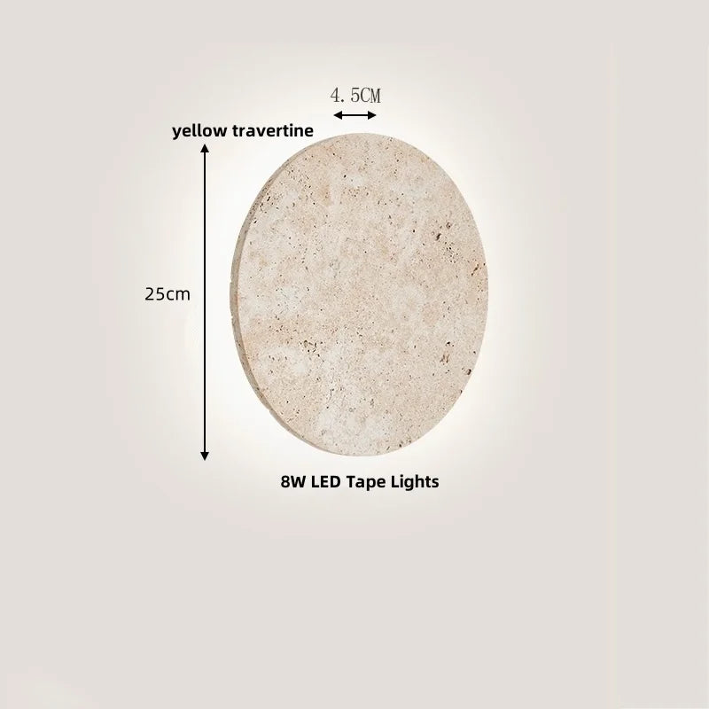 Yellow Travertine LED Wall Sconce for Bedroom Staircase Living Room - Nordic Modern Commercial-grade Mirror Light