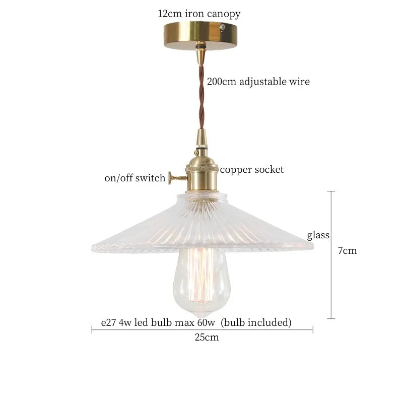 Clear Glass LED Copper Pendant Lighting for Minimalist Decor