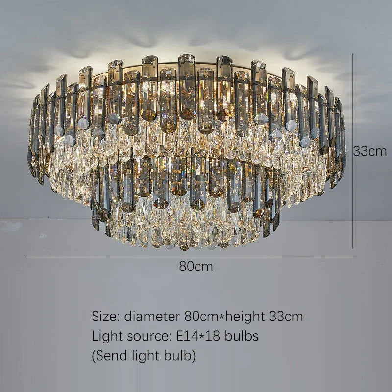 Gold Crystal Chandelier for Living Room Luxury Lighting Fixture
