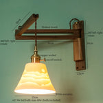 Walnut Wood LED Wall Lamp Copper Ceramic Minimalistic Loft Light