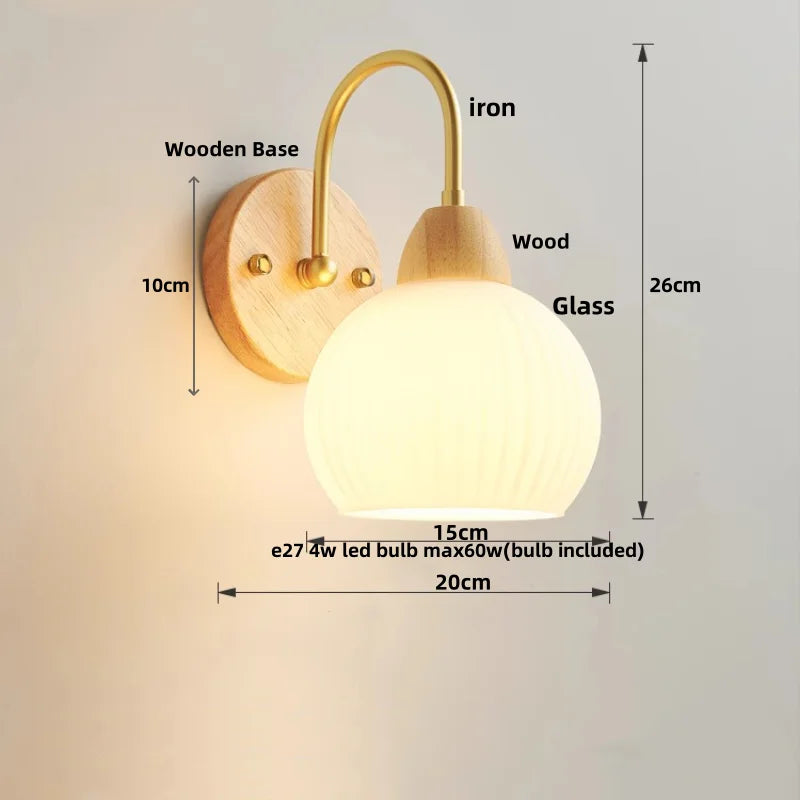 Wood Canopy LED Wall Light with Pull Chain Switch for Bar, Bedroom & Restaurant