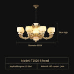 All Copper Jade Chinese Chandelier: Modern & Simple Living Room Lighting