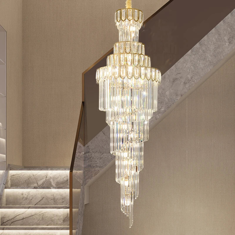 Light Luxury Rotating Crystal Chandelier for Villa Living Room
