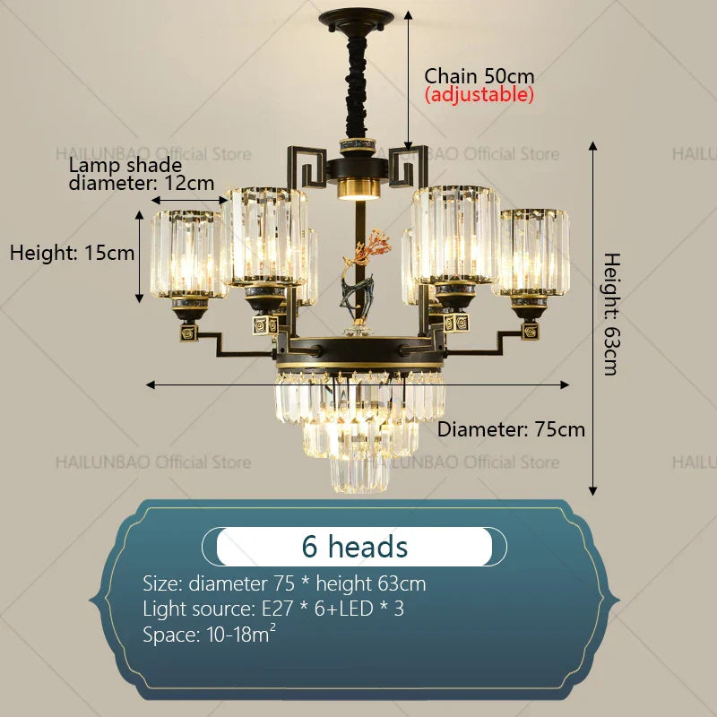 Zen Crystal Chandelier: Modern Luxury Living Room Dining Room Lamp