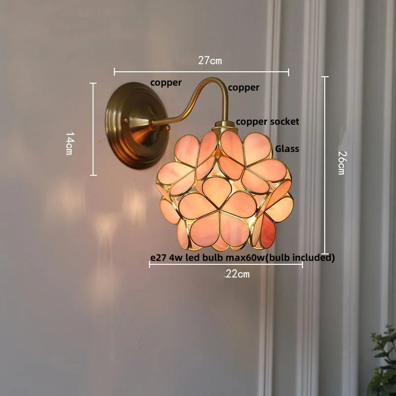 Amber Glass Wall Sconce Vintage Loft LED Vanity Light Fixture