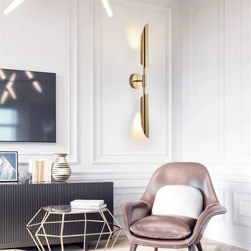Gold LED Copper Wall Lamp Sconce for Living Dining Bedroom