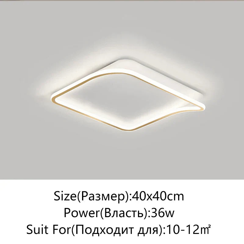 Golden LED Ceiling Chandelier: Modern Simplicity for Living, Dining, and Bedrooms