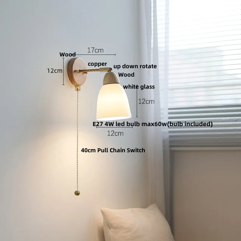 Ceramic Wood Up Down Rotate LED Wall Sconce Light Fixtures