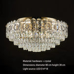Crystal Ceiling Lamp: Modern Simple Golden Round Light for Living Room, Bedroom, Study