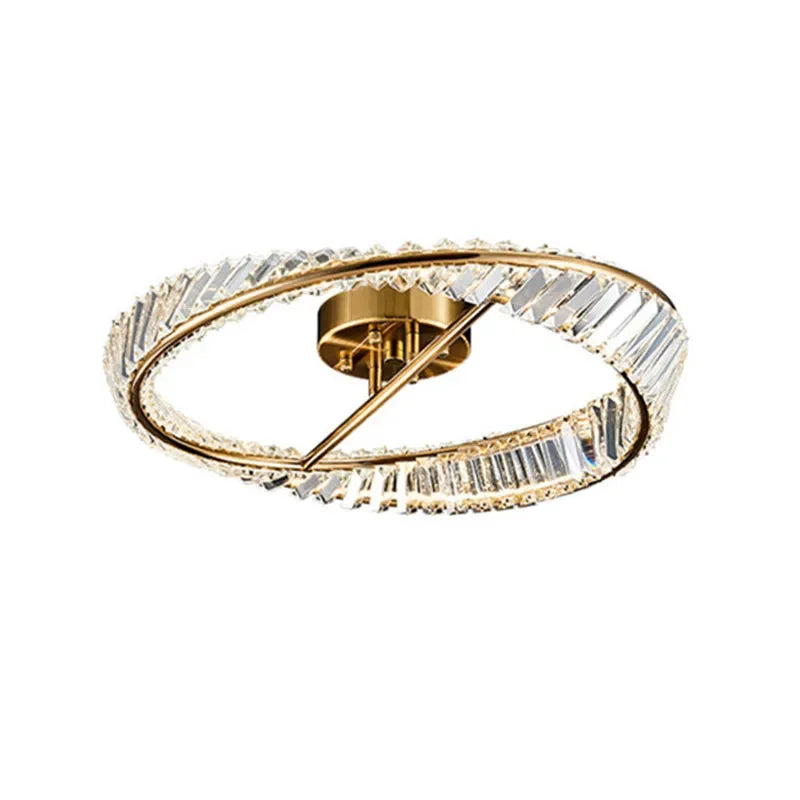 Gold Metal LED Dimmable Ceiling Light with K9 Crystals