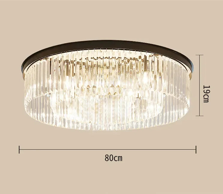 Metal Crystal Pendant Light Chandelier for Living Room, LED Hanging Lamp