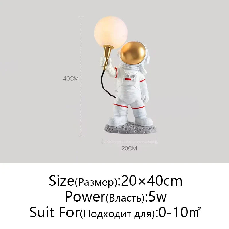 Astronaut Moon Planet Table Lamp Night Light Bedroom Decor Spaceman Theme