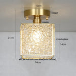 Crystal Glass LED Ceiling Light Copper Canopy Nordic Modern Design