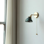 Green Glass LED Wall Sconce, Modern Nordic Rotate Copper Stair Light
