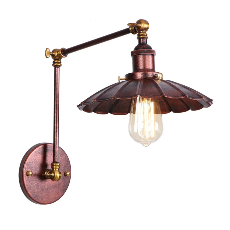Rustic Iron LED Wall Sconce, Industrial Vintage Long Arm Stair Light Fixtures
