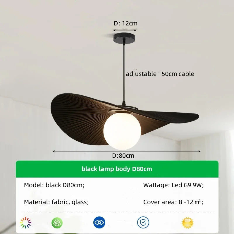 Nordic White/Black Fabric Chandelier Glass Shades Pendant Lamp