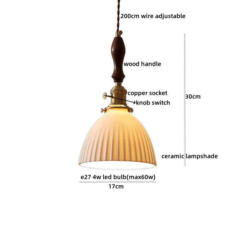 Clear Glass Pendant Lamp Japanese Style LED Hanging Lights