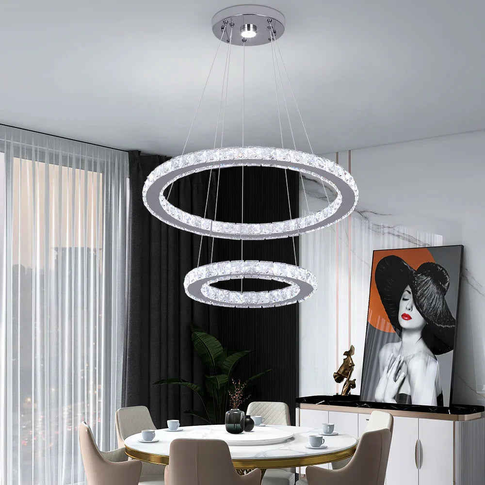 Crystal LED Pendant Chandelier, Modern Nordic Ceiling Lamp for Living and Dining Room