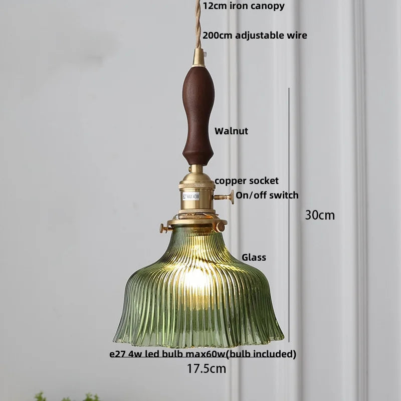Adjustable LED Pendant Lights Ash Wood White Ceramic Modern Hanging Lamp