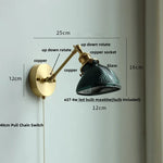 Afralia™ Brass Swing Arm LED Wall Light Fixture with Rotatable Arms & Pull Chain Switch