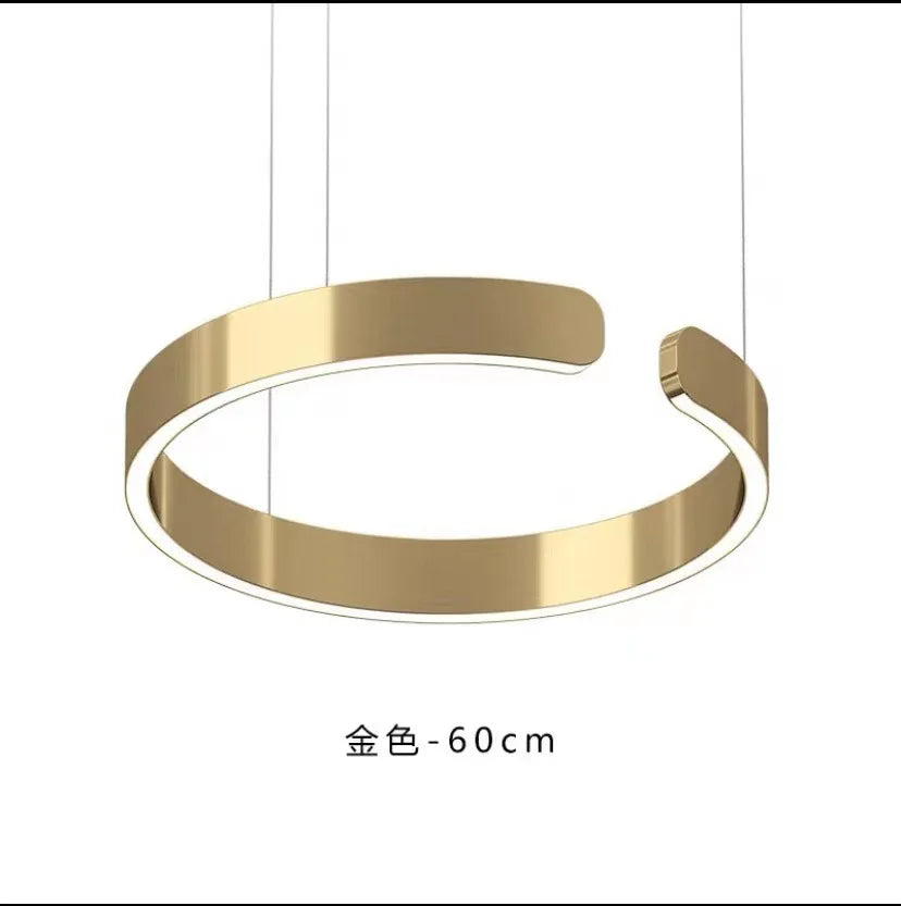 Rose Gold C-Shaped Pendant Light for Luxury Home Dining Room Hall